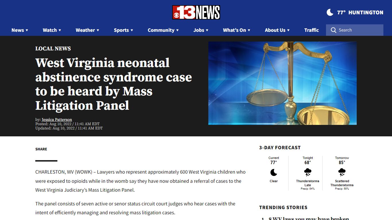 West Virginia neonatal abstinence syndrome case to be heard by Mass ...